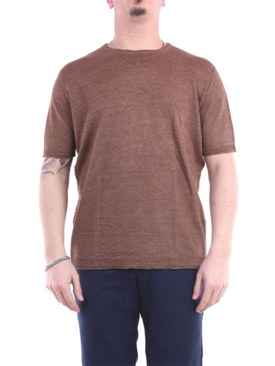 Shop Kangra Men's Brown Linen T-shirt