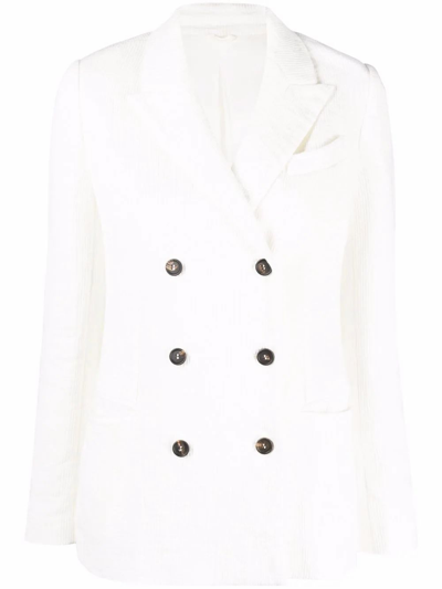 Shop Brunello Cucinelli Women's White Linen Blazer