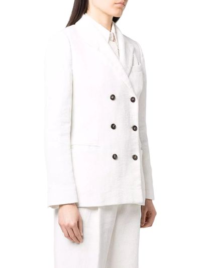 Shop Brunello Cucinelli Women's White Linen Blazer