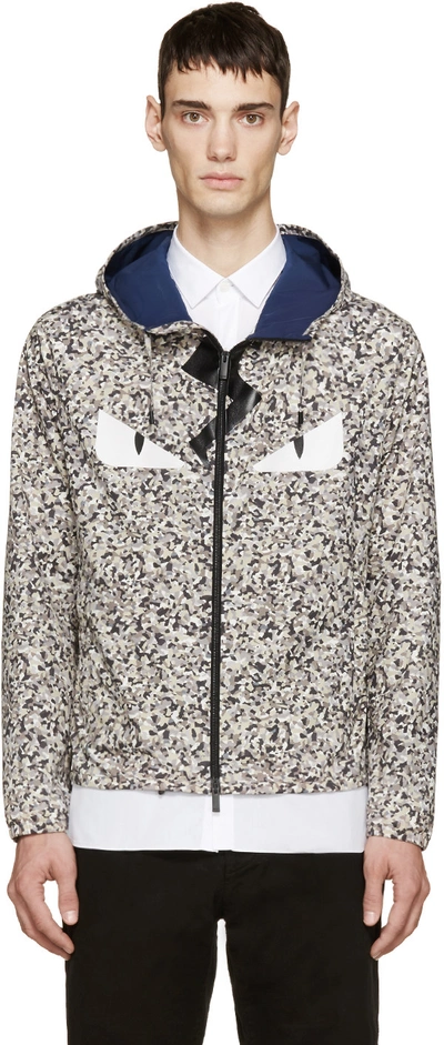 Fendi Beige Grey Camo Monster Eye Windbreaker ModeSens