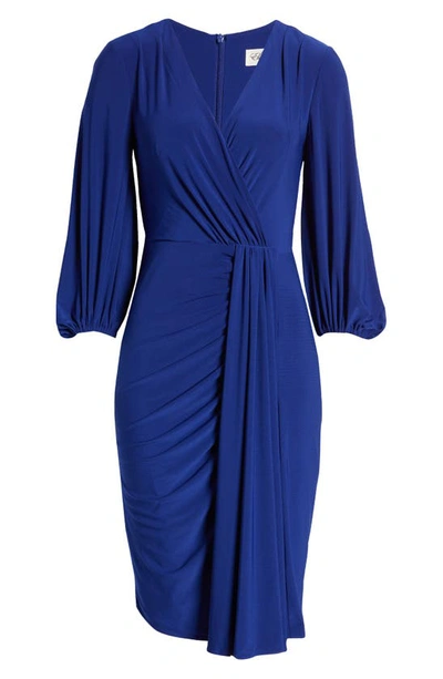 Shop Eliza J Wrap Look Long Sleeve Dress In Cobalt