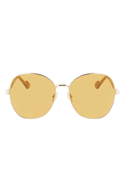 Shop Lanvin Arpege 59mm Tinted Round Sunglasses In Gold/ Caramel