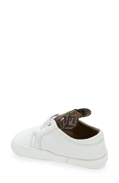 Shop Fendi Ff Logo Lace-up Sneaker Crib Shoe In White