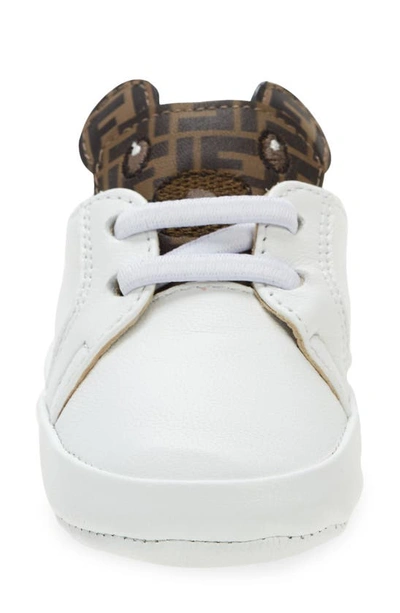 Shop Fendi Ff Logo Lace-up Sneaker Crib Shoe In White