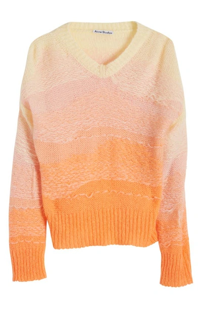 Shop Acne Studios Kestella Ombré Sweater In Peach/ Multi