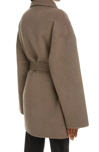 Acne Studios Oaklee Belted Wool Coat In Fox Grey