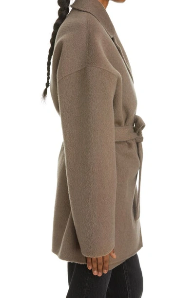 Acne Studios Oaklee Belted Wool Coat In Fox Grey