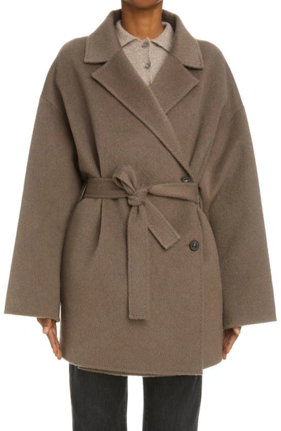 Acne Studios Oaklee Belted Wool Coat In Fox Grey