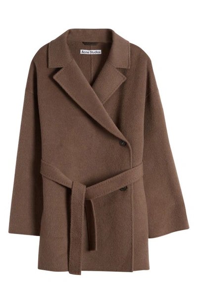 Acne Studios Oaklee Belted Wool Coat In Fox Grey