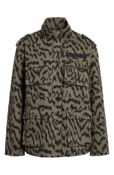 Shop Avec Les Filles Cotton Twill Cargo Jacket In Olive Zebra
