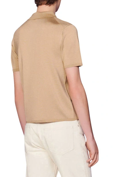Shop Sandro Pablo Polo Sweater In Camel