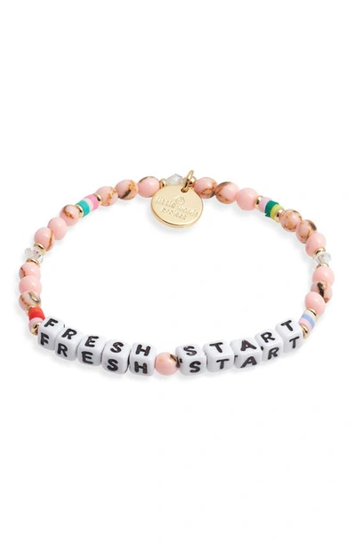 Shop Little Words Project Fresh Start Beaded Stretch Bracelet In Pink
