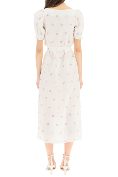 Shop Sleeper Brigitte Dress In Floral Linen In Mixed Colours