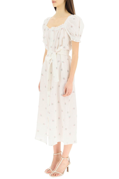 Shop Sleeper Brigitte Dress In Floral Linen In Mixed Colours