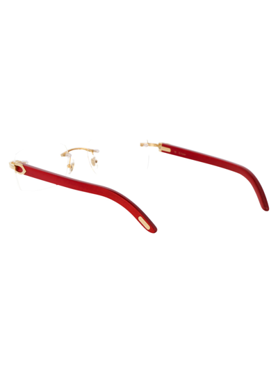 Shop Cartier Ct0052o Glasses In 006 Gold Red Transparent