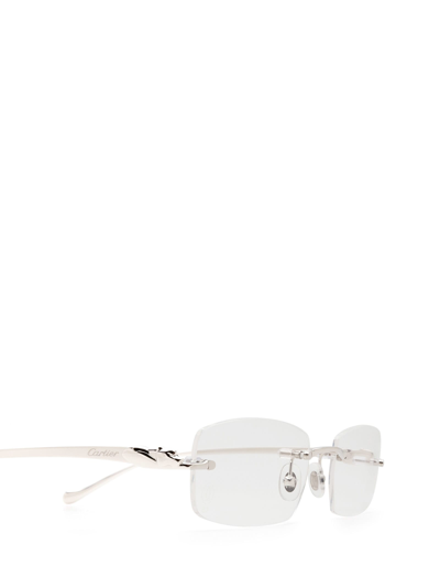 Cartier Rectangular-frame Glasses In Silver
