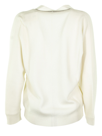 Shop Brunello Cucinelli Ribbed Knit Sweatshirt In White