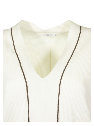 Shop Brunello Cucinelli Ribbed Knit Sweatshirt In White