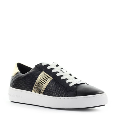 Shop Michael Kors Irving Stripe Lace Up Black Sneaker In Nero
