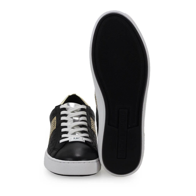 Shop Michael Kors Irving Stripe Lace Up Black Sneaker In Nero