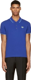 Kenzo Blue Tiger Logo Cotton Piqué Polo