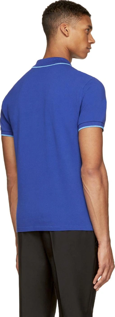 Shop Kenzo Blue Tiger Logo Cotton Piqué Polo