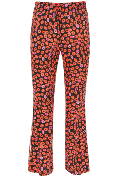 Shop Marni Kiss Print Pajama Trousers In Black (red)