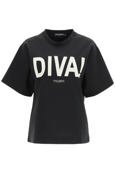 Shop Dolce & Gabbana Diva T-shirt With Patch In Variante Abbinata (black)