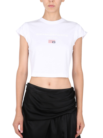 Shop Alexander Wang T-shirt With Logo In Bianco