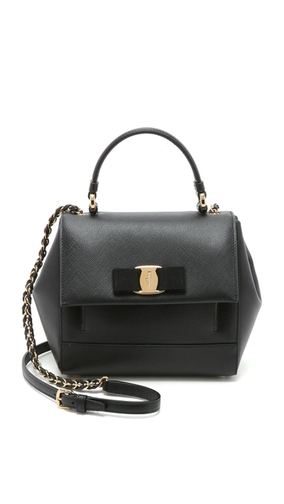 Shop Ferragamo Carrie Small Satchel In Black