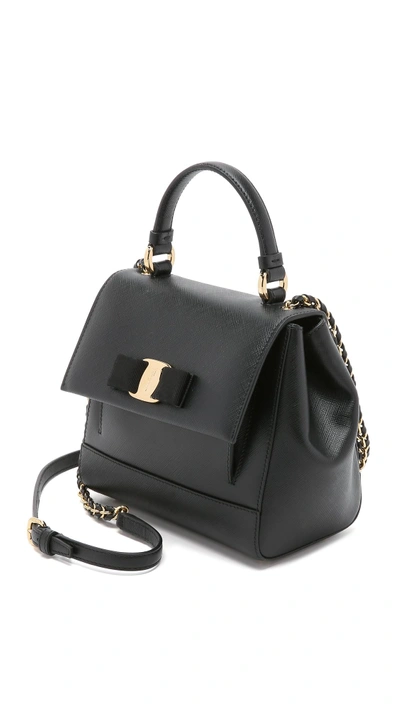 Shop Ferragamo Carrie Small Satchel In Black