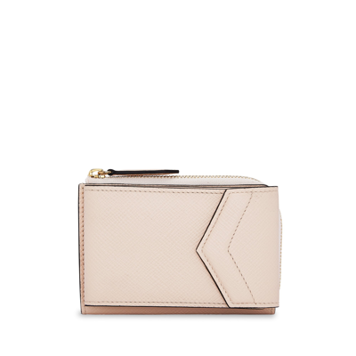 Shop Smythson Envelope Card Case With Zip Pouch In Panama In Champagne