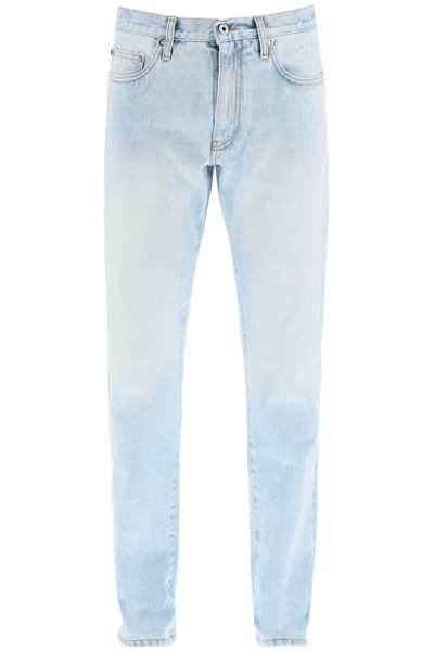 Shop Off-white Diag Slim Jeans In Bleach Blu (blue)