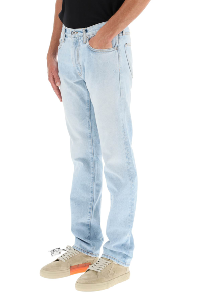 Shop Off-white Diag Slim Jeans In Bleach Blu (blue)