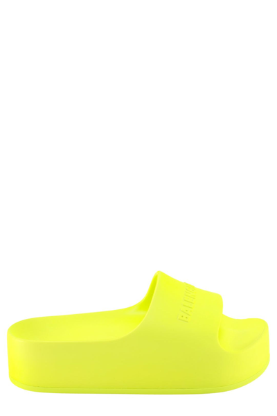 Shop Balenciaga Chunky Slide Sandals In Yellow