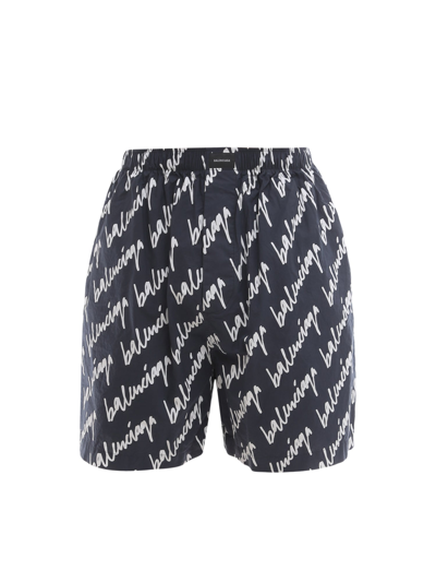 Shop Balenciaga New Scribble Pyjama Shorts In Multi