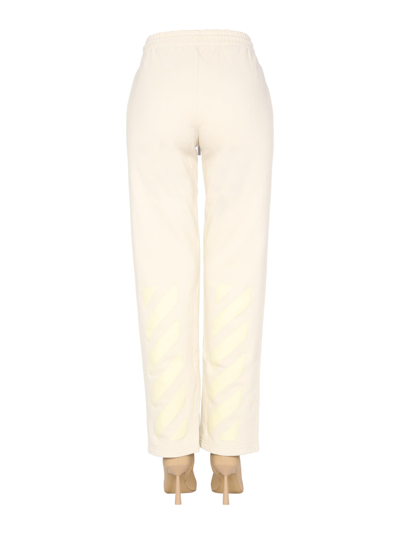 Off-white Women's Jogging Pants With Elastic Waist And Drawstring In Bianco