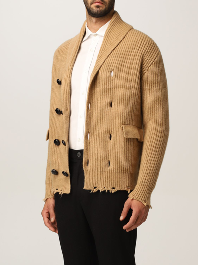 Shop Mauro Grifoni Cardigan Sweater Men Grifoni In Camel