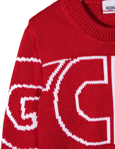 Shop Gcds Red Virgin Wool Blend Jumper In Rosso