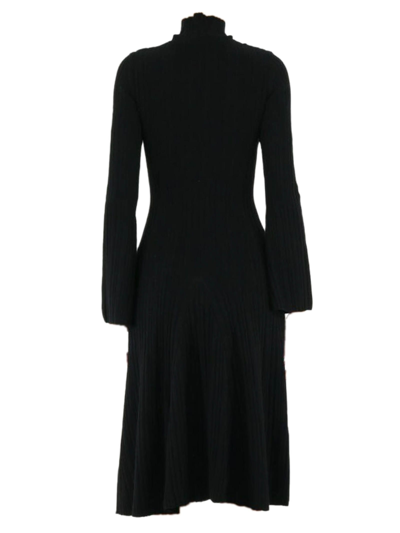 Shop Off-white Black Ribbed Knit Dress In Nero