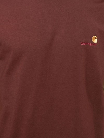 Carhartt Logo-embroidered Cotton T-shirt In Bordeaux | ModeSens