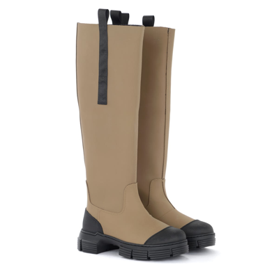 Shop Ganni Beige Recycled Rubber Boots