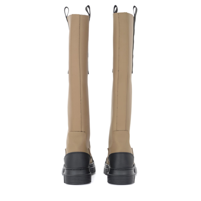 Shop Ganni Beige Recycled Rubber Boots
