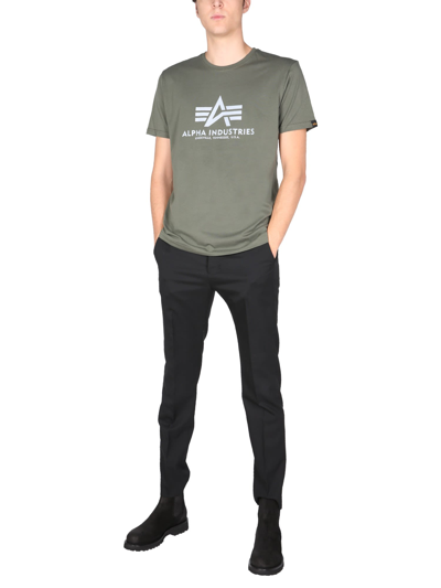 Shop Alpha Industries T-shirt With Laminated Logo In Verde