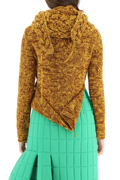 Shop A.w.a.k.e. Multi-braid Melange Sweater In Yellow Brown Melange (yellow)