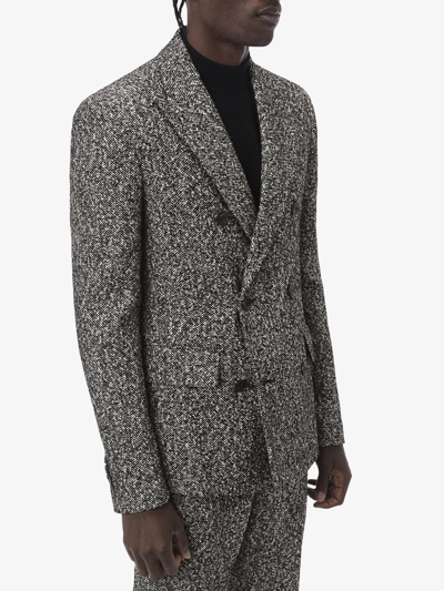 Shop Amiri Grey Tweed Double Breasted Jacket
