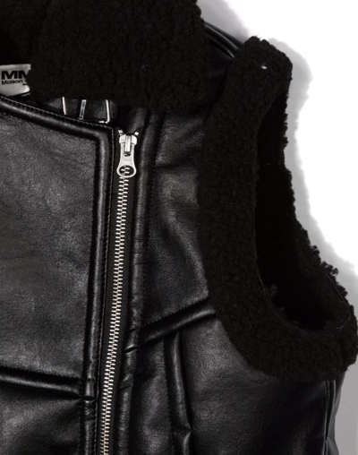 Maison Margiela Black Biker Gilet In Nero