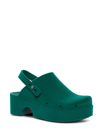 Shop Xocoi Green Emerald Flocked Fabric Mules