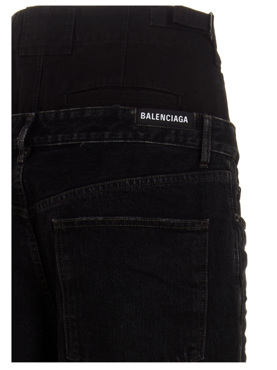 Shop Balenciaga Double Waistband Jeans In Black