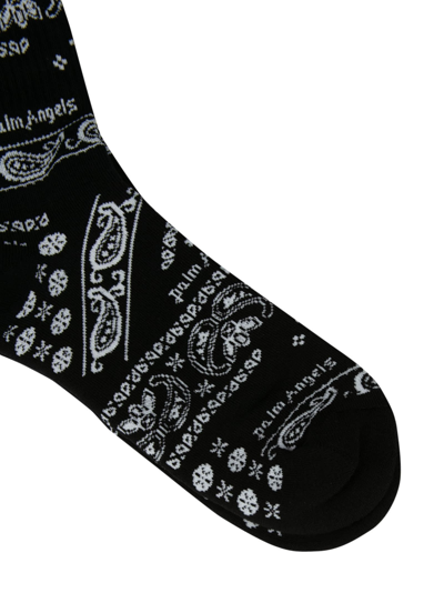 Shop Palm Angels Bandana Socks In Black/off White